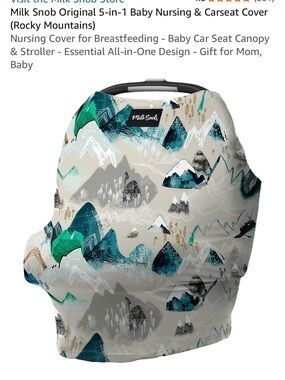 Mountain Print 5-in-1 Nursing & Carseat Cover - Teal/Gray Milk Snob